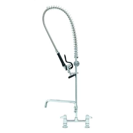 T and S Brass Pre-Rinse Unit, 8" Deck Mount, 14" Add-On Faucet, Lever Handles, 5SV Spray Valve Equip Chrome