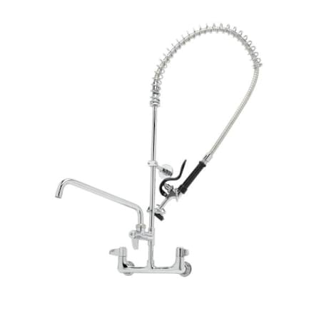 T and S Brass Pre-Rinse, Wall Mount Base, 8" Centers, 6" Wall Bracket, 18" Add-On Faucet Chrome