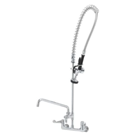 T and S Brass Pre-Rinse, 8" Wall Mount Base, Cerama, 12"Add-On Nozzle, 4" Wrist Handles, Inlet Elbow Kit & Wall Bracket Chrome