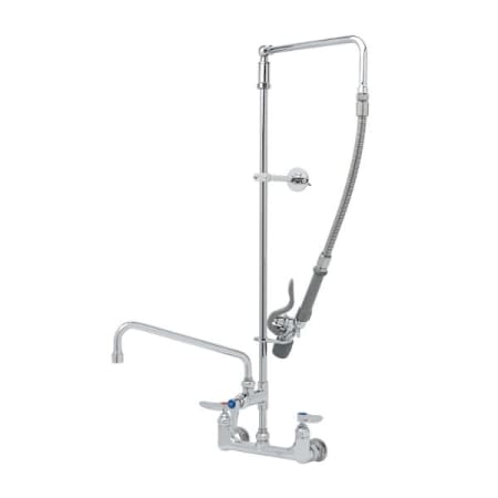 T and S Brass 8" Wall Mount Pre-Rinse, B-0107-C Spray Valve, Add-on Faucet & 12" Swing Nozzle Chrome