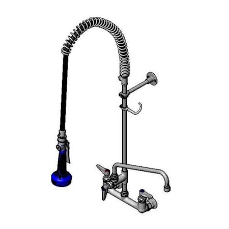 T and S Brass Pre-Rinse: 8" Wall Mount, Ceramas, ADF 12" Nozzle, 2.2 GPM VR Aerator, B-0108, Swivel, Tee Chrome