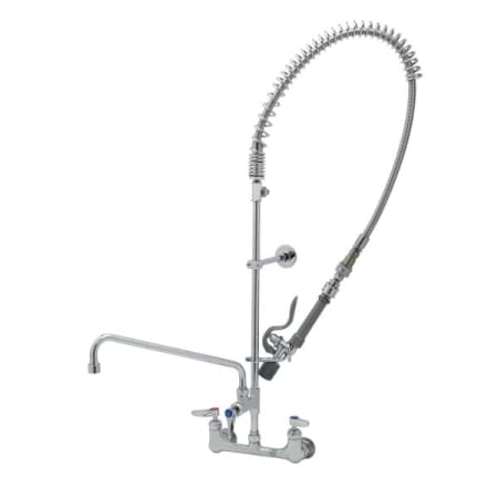 T and S Brass EasyInstall Pre-Rinse, 8" Wall Mount Base, Ceramas, 14" ADF Nozzle, B-0107-J-SWV, QD, Tee Chrome
