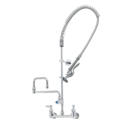 T and S Brass EasyInstall Pre-Rinse, 8" Wall Mount, Ceramas, Add-On Faucet with 18" Double-Joint Nozzle, Wall Bracket Chrome