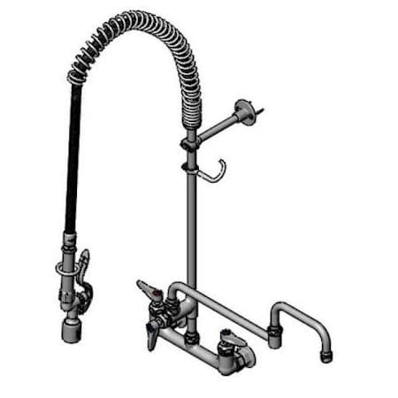 T and S Brass Pre-Rinse 8" Wall Mounted Food Service Faucet Chrome Plated