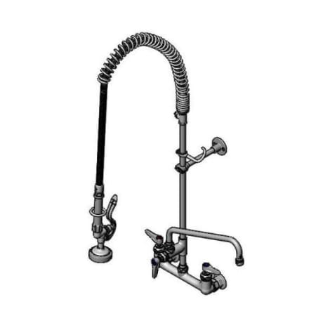 T and S Brass EasyInstall Pre-Rinse, B-0107, 12" Nozzle, Wall Bracket, Accessory Fitting Tee Chrome