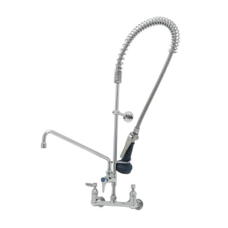 T and S Brass EasyInstall Pre-Rinse, Spring Action, 8" Wall Mount Base, 14" Add-On Nozzle, Wall Bracket, B-0108 Spray Valve Chrome