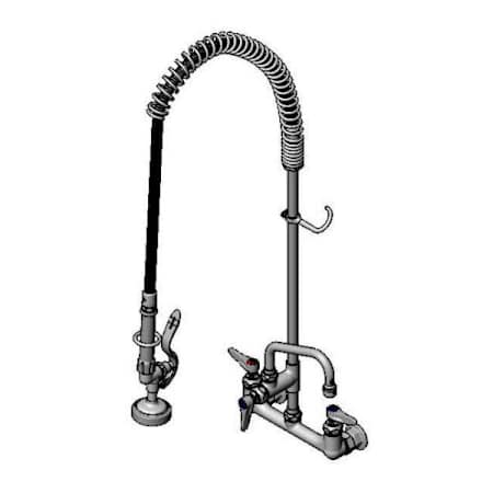 T and S Brass EasyInstall Pre-Rinse, Spring Action, Wall Mount Base, 8" Centers, 6" Add-On Faucet Chrome