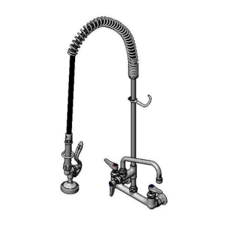 T and S Brass EasyInstall Pre-Rinse, Spring Action, Wall Mount Base, 8" Centers, 8" Add-On Faucet Chrome