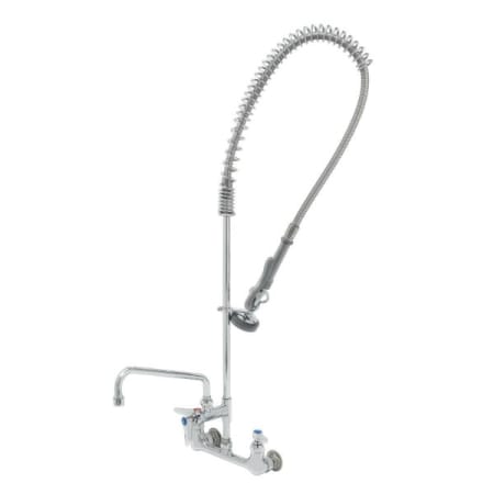 T and S Brass EasyInstall Pre-Rinse Unit: 8" Wall Mount, Spring Action, Add-On Faucet, 10" Swing Nozzle Chrome