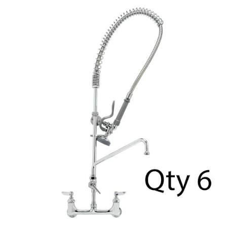 T and S Brass Pre-Rinse 8" Wall Mounted Food Service Faucet Chrome Plated