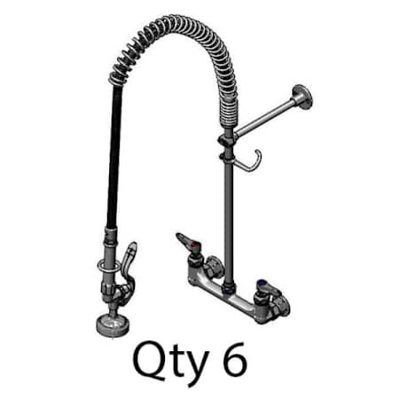 T and S Brass Pre-Rinse 8" Wall Mounted Food Service Faucet Chrome Plated