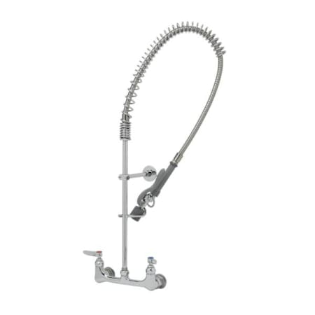T and S Brass EasyInstall Pre-Rinse, Spring Action, 8" Wall Mount, Wall Bracket, B-0107-J Spray Valve 1.07 GPM @ 60 PSI Chrome
