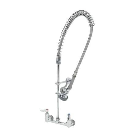 T and S Brass EasyInstall Pre-Rinse, Spring Action, Wall Mount, 8" C/C, 1/2" NPT Male Inlets, Wall Brkt Chrome