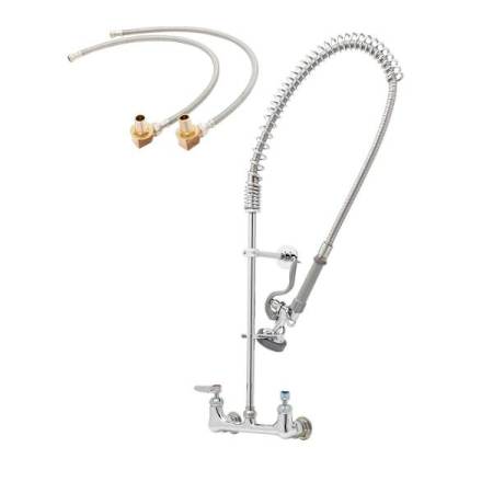 T and S Brass Pre-Rinse 8" Wall Mounted Food Service Faucet Chrome Plated