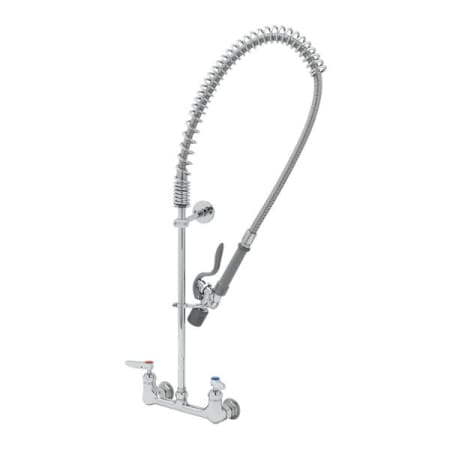 T and S Brass EasyInstall Pre-Rinse, 8" Wall Mount Faucet, Ceramas, B-0107-J Spray Valve, 6" Bracket Chrome