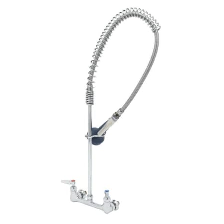 T and S Brass Pre-Rinse Unit: 8" c/c Wall Mount, 1/2"NPT 00EE Male Inlets, B-0108-C Spray Valve, Ceramas Chrome
