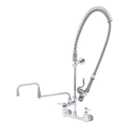 T and S Brass Pre-Rinse: 8" Wall Mount, Ceramas, B-0155-LNEZ & 074X Double-Joint Nozzle, B-0107-C Chrome