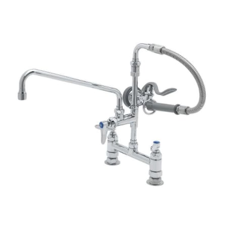 T and S Brass Spray Assembly, 8" Deck Mount Base, 12" Add-On Faucet, Spray Valve & SS Flex Hose Chrome