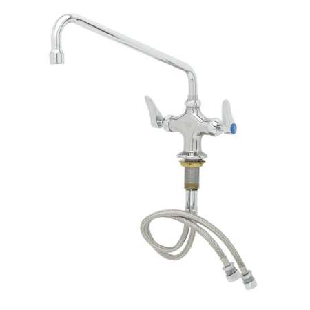 T and S Brass Double Pantry Faucet, Single Hole Base, 12" Swing Nozzle (062X), Cerama Cartridges Chrome