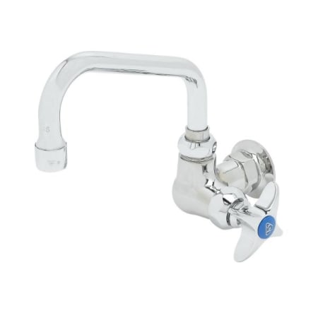T and S Brass Single Pantry Faucet, Single Hole Base, Wall Mount, 6" Swing Nozzle (059X), 4-Arm Handle Chrome