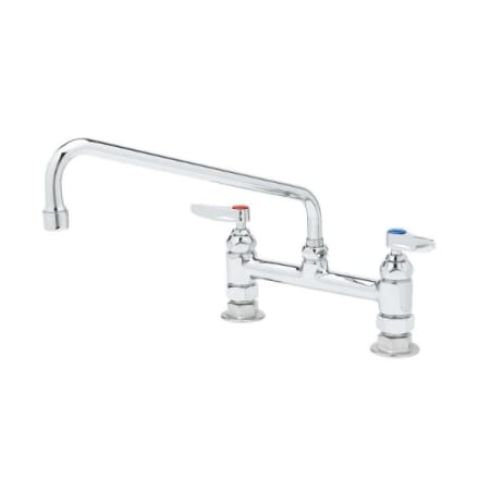 T and S Brass Double Pantry Faucet, Deck Mount, 8" Centers, 12" Swing Nozzle (062X), Lever Handles Chrome