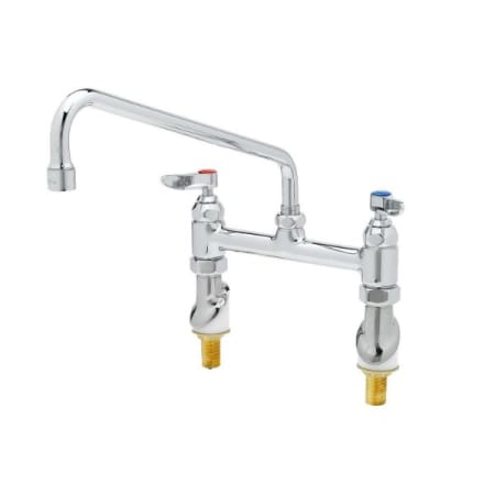 T and S Brass Double Pantry Faucet, Deck Mount, 8" Centers, 12" Swing Nozzle (062X), KK Inlets Chrome