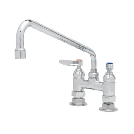 T and S Brass Double Pantry Faucet, Deck Mount, 4" Centers, 12" Swing Nozzle (062X), Lever Handles Chrome