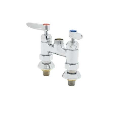 T and S Brass Double Handle 4" Deck Mounted Food Service Faucet Chrome Plated