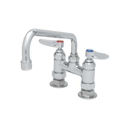 T and S Brass Double Handle 4" Deck Mounted Food Service Faucet Chrome Plated