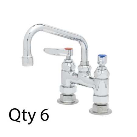 T and S Brass Double Handle 4" Deck Mounted Food Service Faucet Chrome Plated