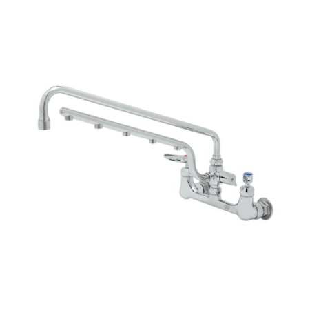 T and S Brass Ultrarinse Double Handle 8" Wall Mounted Food Service Faucet Chrome Plated