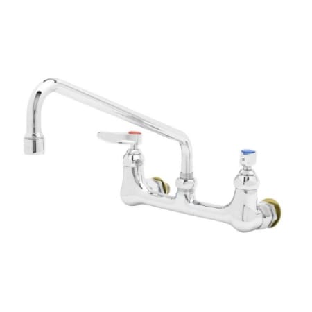 T and S Brass Double Pantry Faucet, Wall Mount, 8" Center, 12" Swing Nozzle (062X), 1/2"NPT Male Inlets Chrome