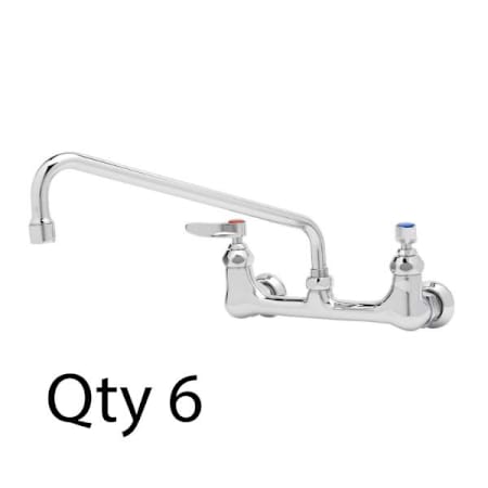T and S Brass Double Handle 8" Wall Mounted Food Service Faucet Chrome Plated