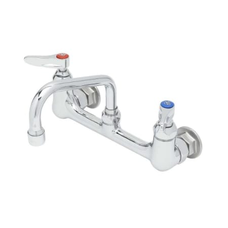 T and S Brass Double Pantry Faucet, Wall Mount, 8" Centers, 6" Swing Nozzle (059X) Chrome