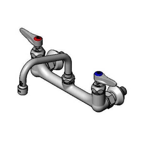 T and S Brass Double Handle 8" Wall Mounted Food Service Faucet Chrome Plated