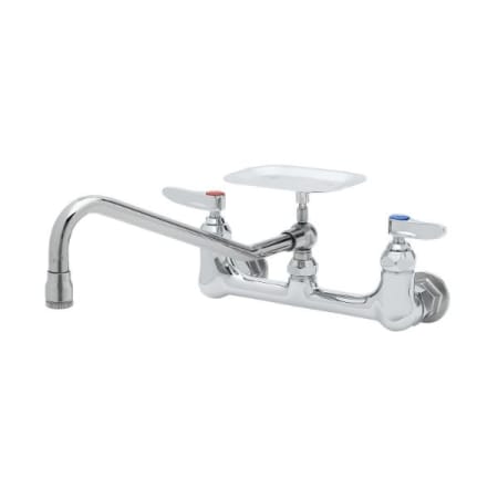 T and S Brass Double Pantry Faucet, Wall Mount, 8" Centers, 12" Swing Nozzle with Soap Dish Chrome