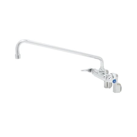 T and S Brass Double Pantry Faucet, Wall Mount, Adjustable Centers, 18" Swing Nozzle Chrome