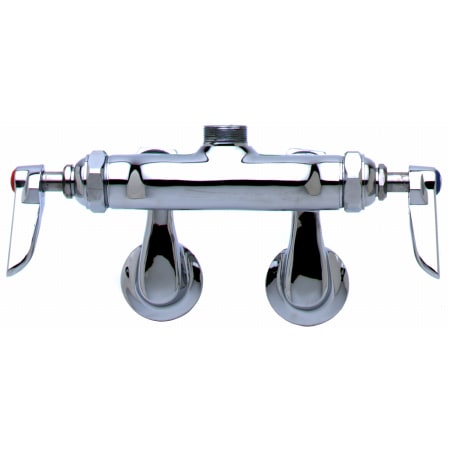 T and S Brass B-200 Wall Mounted Double Pantry Faucet with Swivel Outlet, Adjustable Centers and Lever Handles - Less Nozzle Chrome