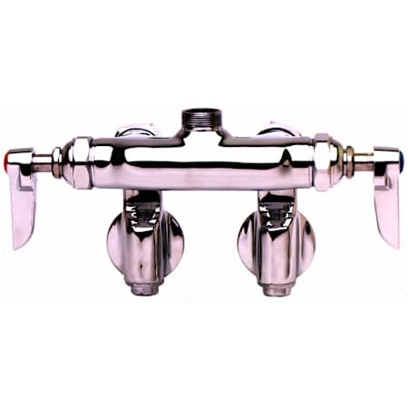 T and S Brass B-200 Wall Mounted Double Pantry Faucet with Adjustable Centers, Integral Stops and Lever Handles - Less Nozzle Chrome