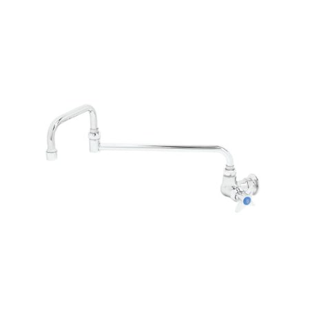 T and S Brass Single Pantry Faucet, Single Hole Base, Wall Mount, 18" Double Joint Swing Nozzle Chrome