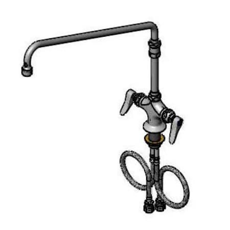 T and S Brass Double Handle Deck Mounted Food Service Faucet Chrome Plated