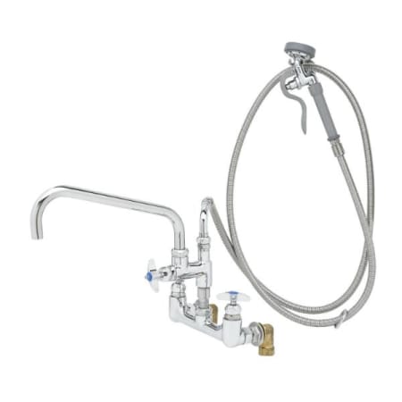 T and S Brass Big-Flo Mixing Faucet, 12" Nozzle, 104" Flex Hose, Spray Valve Chrome