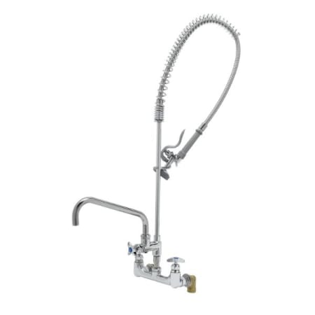 T and S Brass Big-Flo Pre-Rinse Unit: 8" Wall Mount, 12" Add-On Faucet, Spray Valve Chrome