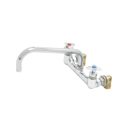 T and S Brass Big-Flo Mixing Faucet, 8" Wall Mount, 12" Swing Nozzle, 00LL Inlet Elbows Chrome
