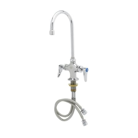 T and S Brass Double Pantry Faucet, Single Hole Base, Swivel/Rigid Gooseneck, Stream Regulator, & Cerama Cartridges Chrome
