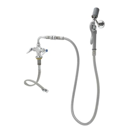 T and S Brass .65 GPM Deck Mounted Single Hole Pantry Faucet with Angled Spray Valve and 60" Flexible Stainless Steel Hose - Includes Wall Hook Chrome