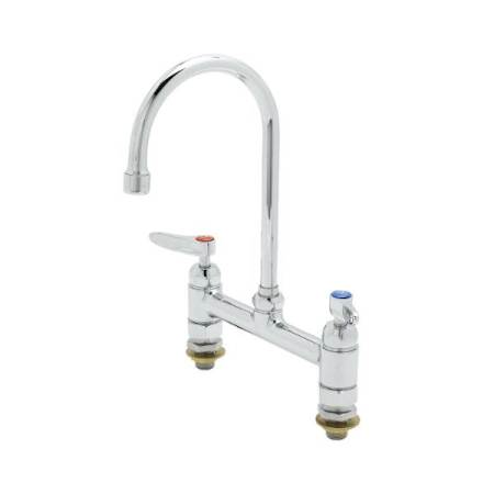 T and S Brass Double Handle 8" Deck Mounted Food Service Faucet Chrome Plated