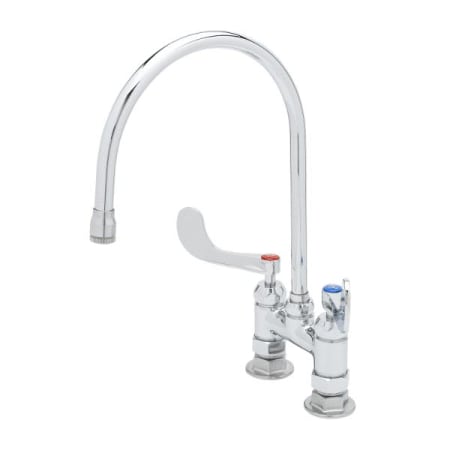 T and S Brass Double Handle 4" Deck Mounted Food Service Faucet Chrome Plated