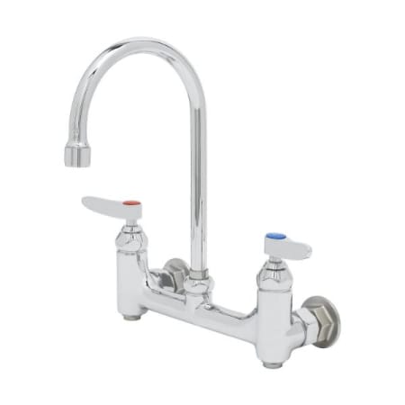 T and S Brass Double Handle 8" Wall Mounted Food Service Faucet Chrome Plated