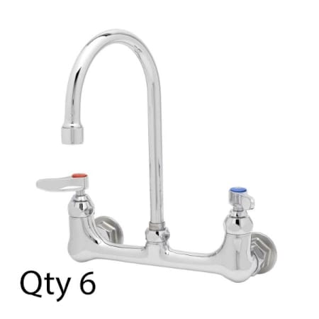 T and S Brass Double Handle 8" Wall Mounted Food Service Faucet Chrome Plated